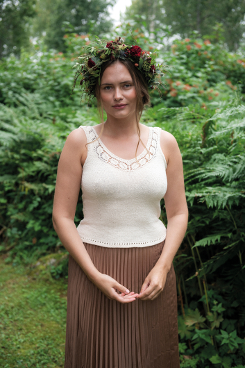 Midsommarkrans - topje met bladpatroon