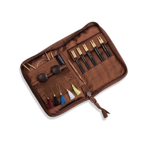 Ebony Heritage- set met korte naaldpunten ( 4 paar, 10 cm) en accessoires